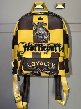 Harry Potter Hufflepuff Yellow & Black Checkered Mini Backpack - Loyalty Design